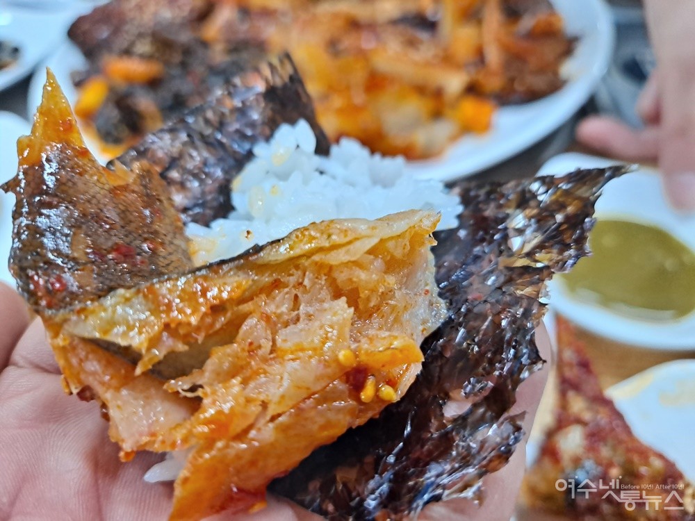 ▲코다리조림은 김에 싸 먹으면 별미다. ⓒ조찬현