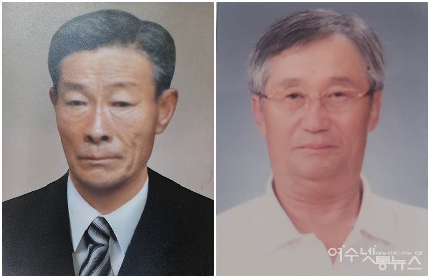 ▲ 탁성호 선원인 고 신유근(좌)씨와 투병중인 생존자 김덕주씨의 모습 ⓒ심명남