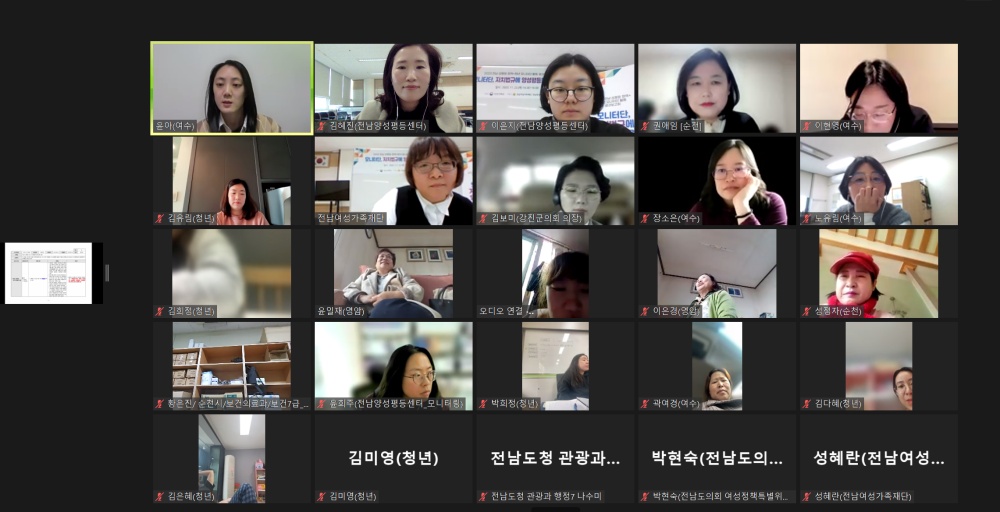 ▲ 2023 전남 성평등 정책+청년 모니터단 활동 온라인결과보고회