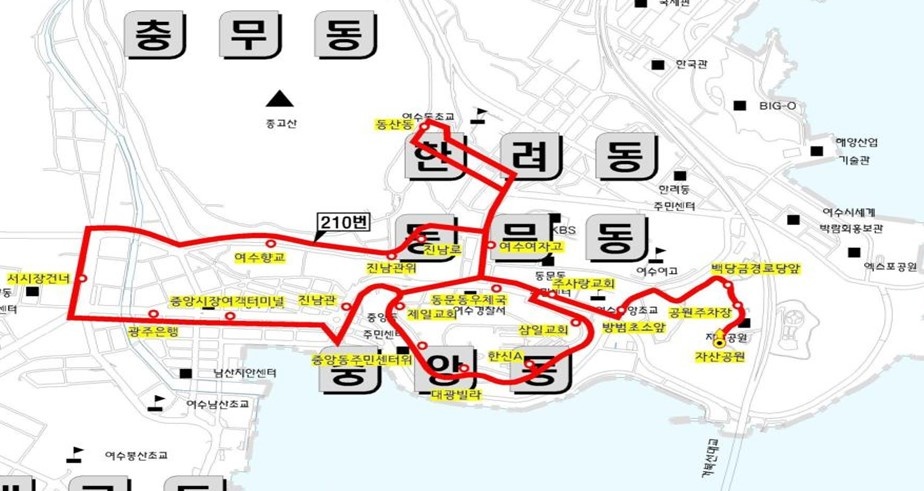 ▲고소동 마을버스 ‘1019 여순버스’ 노선도