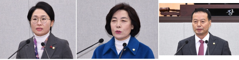 ▲ 민덕희, 진명숙, 송하진 여수시의원
