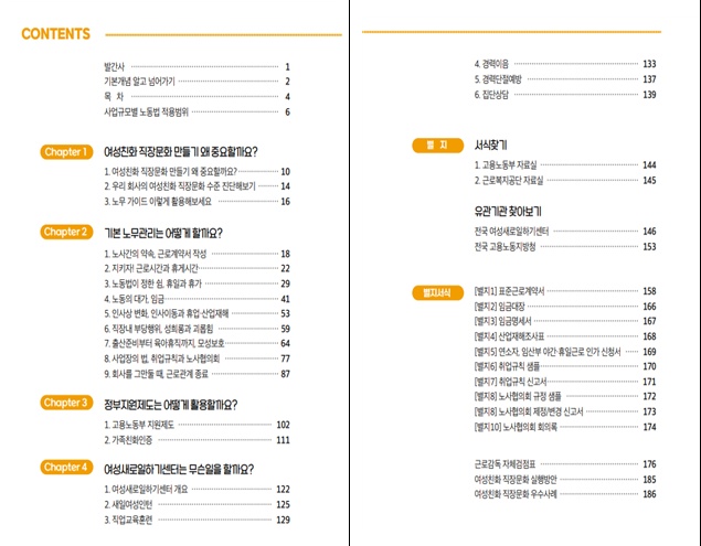 ▲ 여성친화 직장문화조성을 위한 노무 가이드 구성