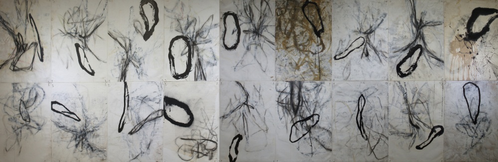 ▲ 홍원표, 무제(450x150Cm, 드로잉재료)