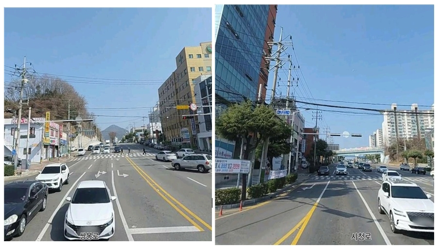 ▲ 지중화 되지 않아 전선·통신선이 여기저기 엮여있다.