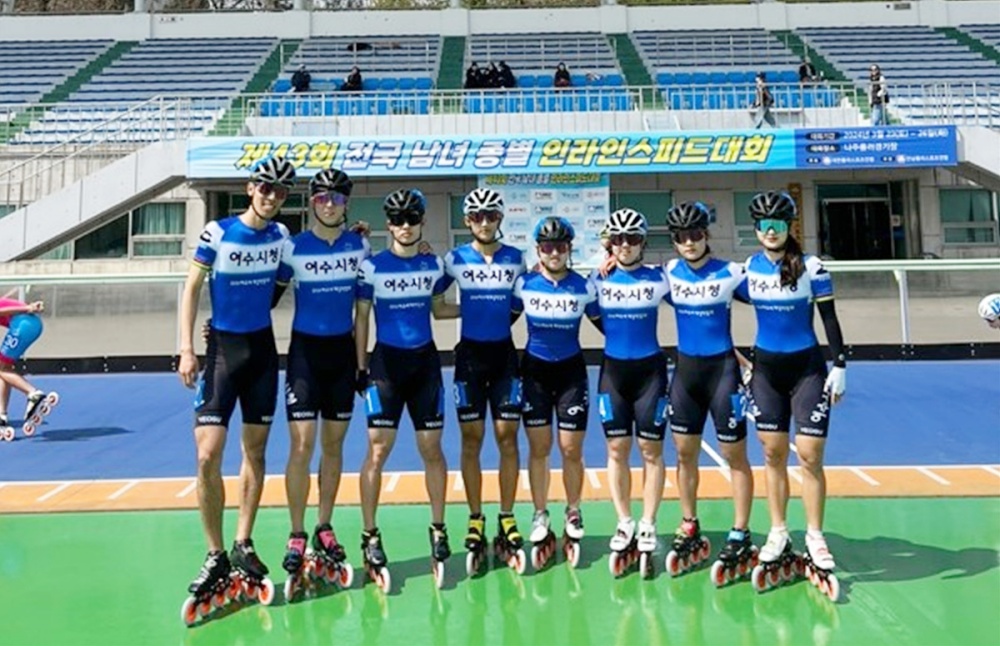 ▲여수시청 직장운동경기부 롤러팀이 ‘제43회 전국 남녀 종별 인라인 스피드대회’에서 금․은․동메달 각 1개씩 총 3개를 획득했다. 