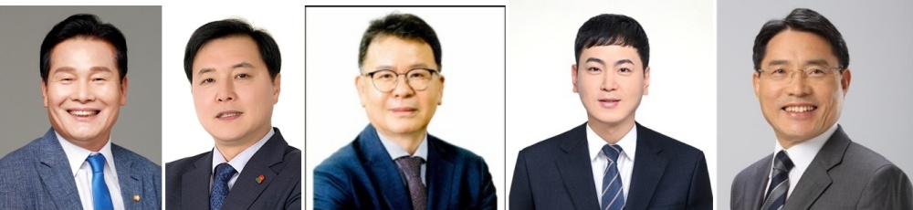 ▲ 왼쪽부터 주철현, 조계원, 김희택, 여찬, 권오봉 후보