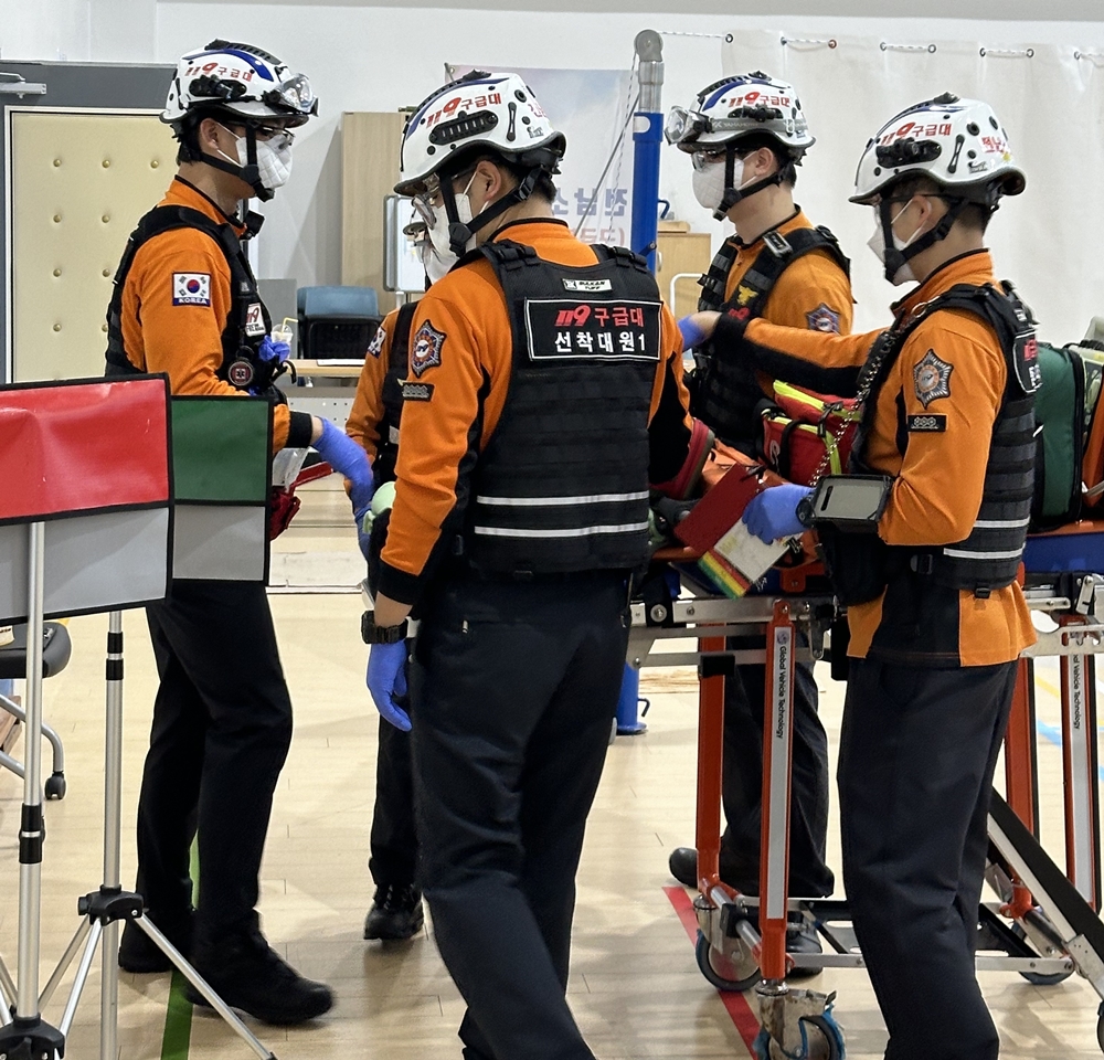 ▲ 여수소방서 소속 구급대원들이 소방기술경연대회 구급 분야에서 3위를 달성했다.