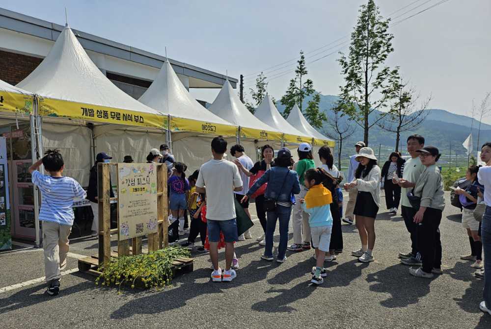 ▲ 갓 이용한 디저트 무료 시식