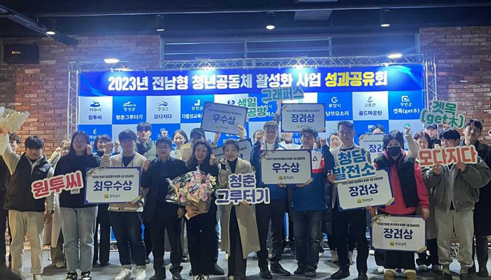 ▲ 지난해 전남도 22개 팀이 참여하는 우수 청년공동체 평가에서 최우수상을 수상한 여수시 청년공동체 ‘원투씨’