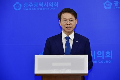 ▲기자회견하는 민형배 민주당 최고위원 후보 ⓒ연합뉴스