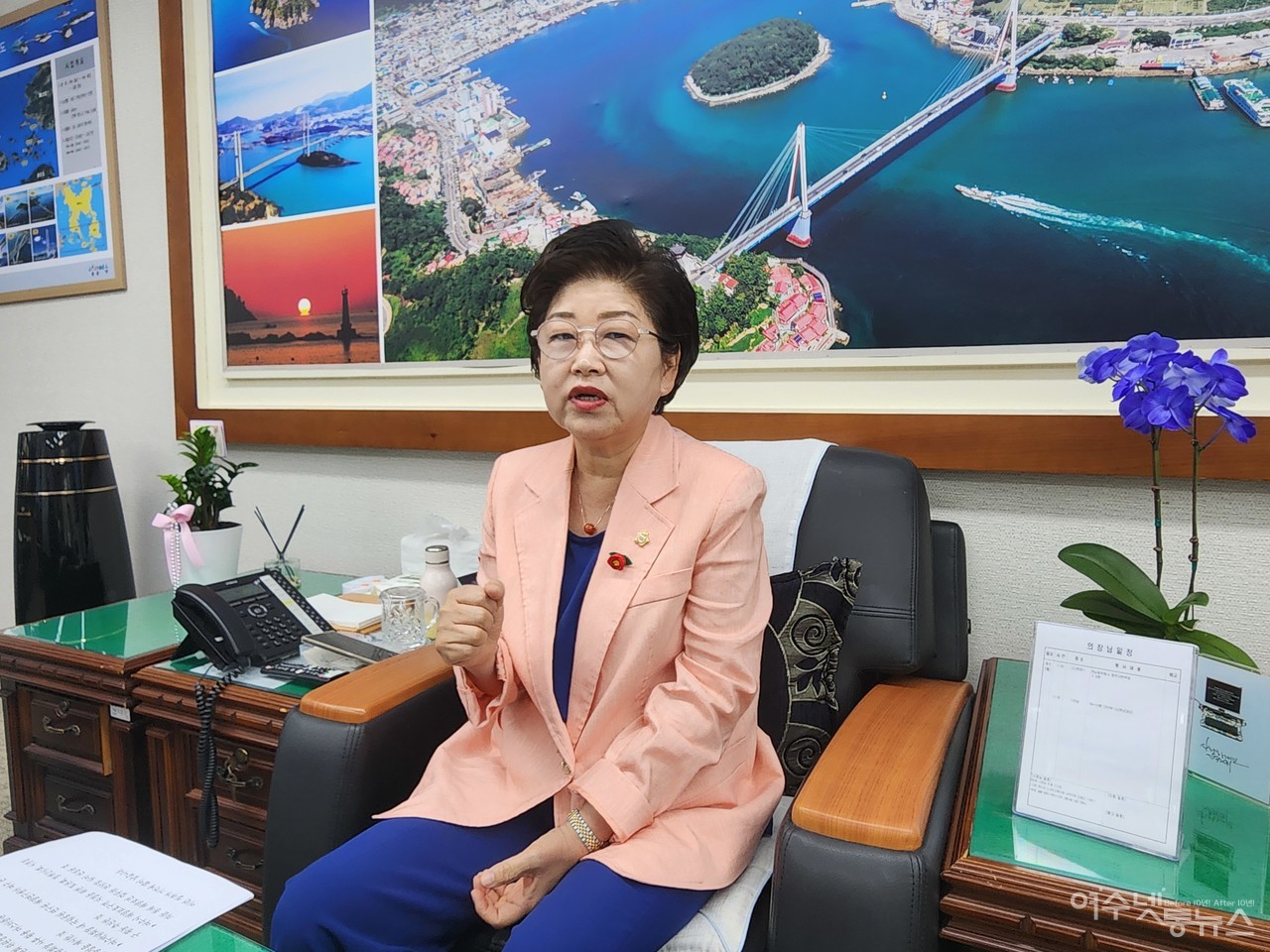 ▲ 백인숙 여수 최초 여성시의장은 여수세계섬박람회 성공개최를 위해 더이상 지체할 시간이 없다고 말했다 ⓒ심명남