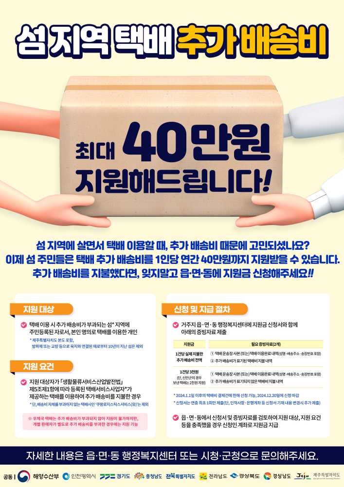 ▲ 섬 지역 택배 추가배송비 지원사업 홍보물