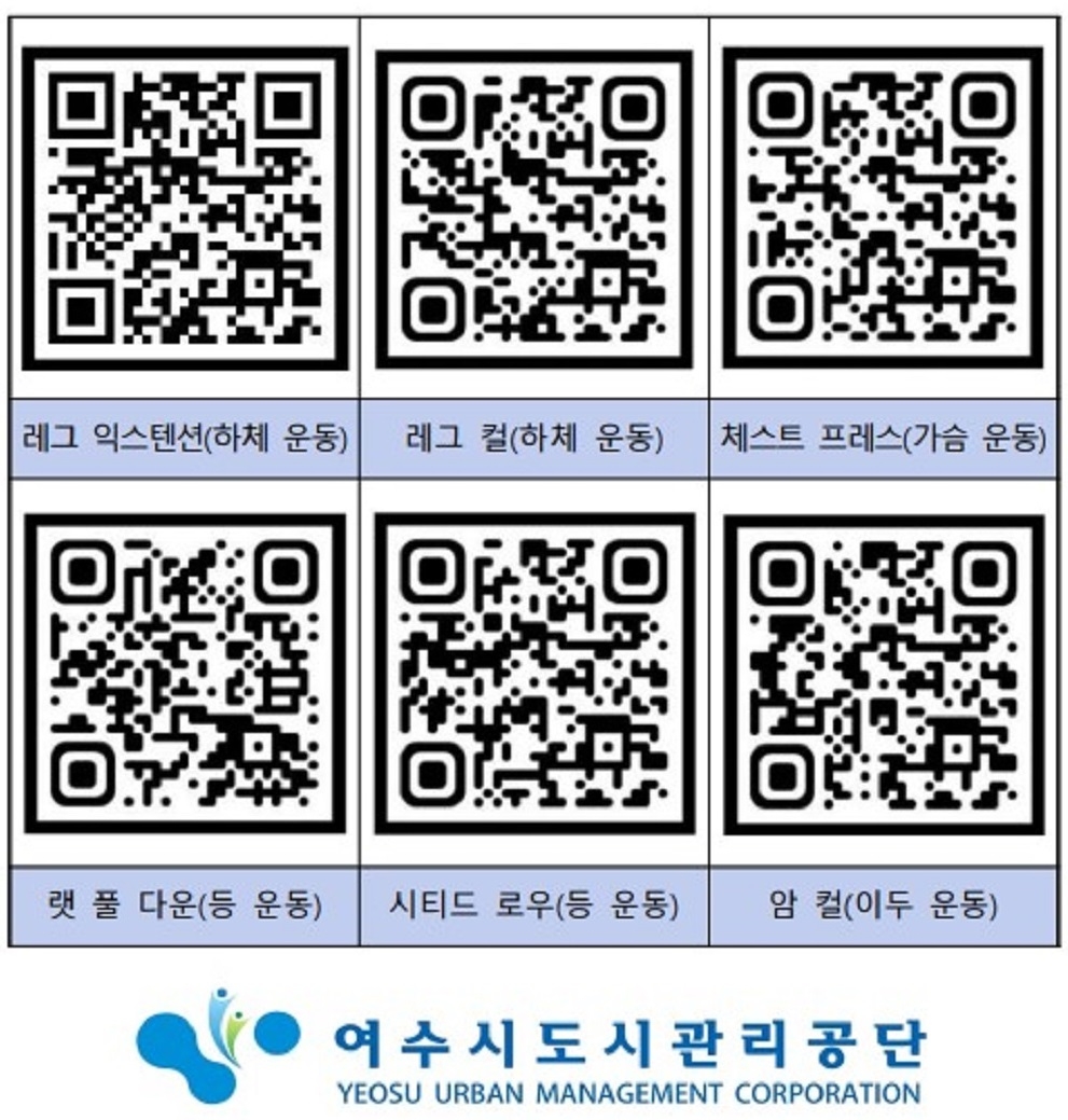 ▲여수 진남수영장 헬스장, QR코드로 기구 사용법  ⓒ여수시도시관리공단