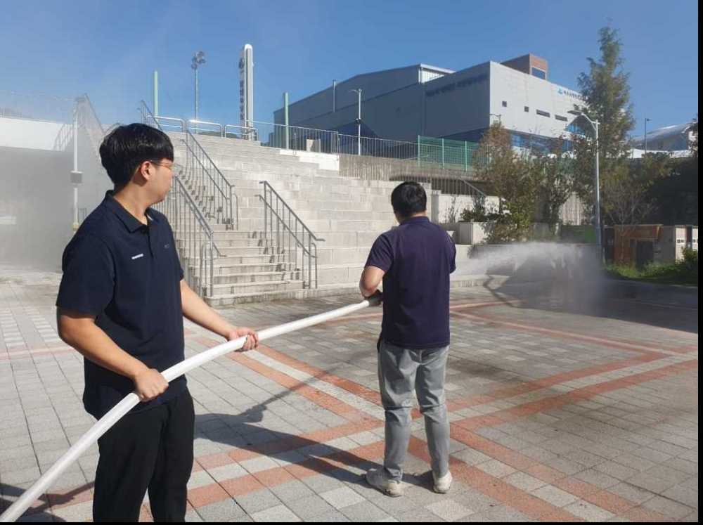 ▲체육시설 소방 훈련을 시행했다 ⓒ여수시도시관리공단