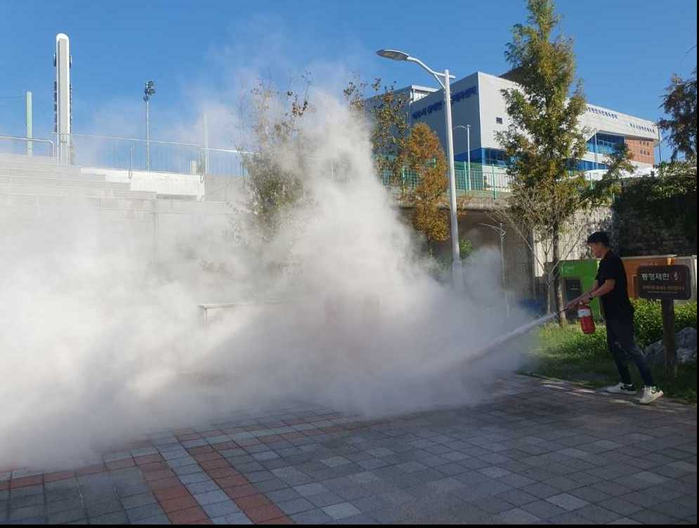 ▲ 체육시설 소방 훈련을 시행했다ⓒ여수시도시관리공단