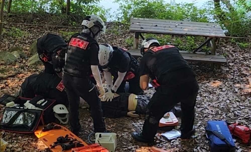 ▲ 외상 심정지 환자 구호조치ⓒ해양경찰교육원