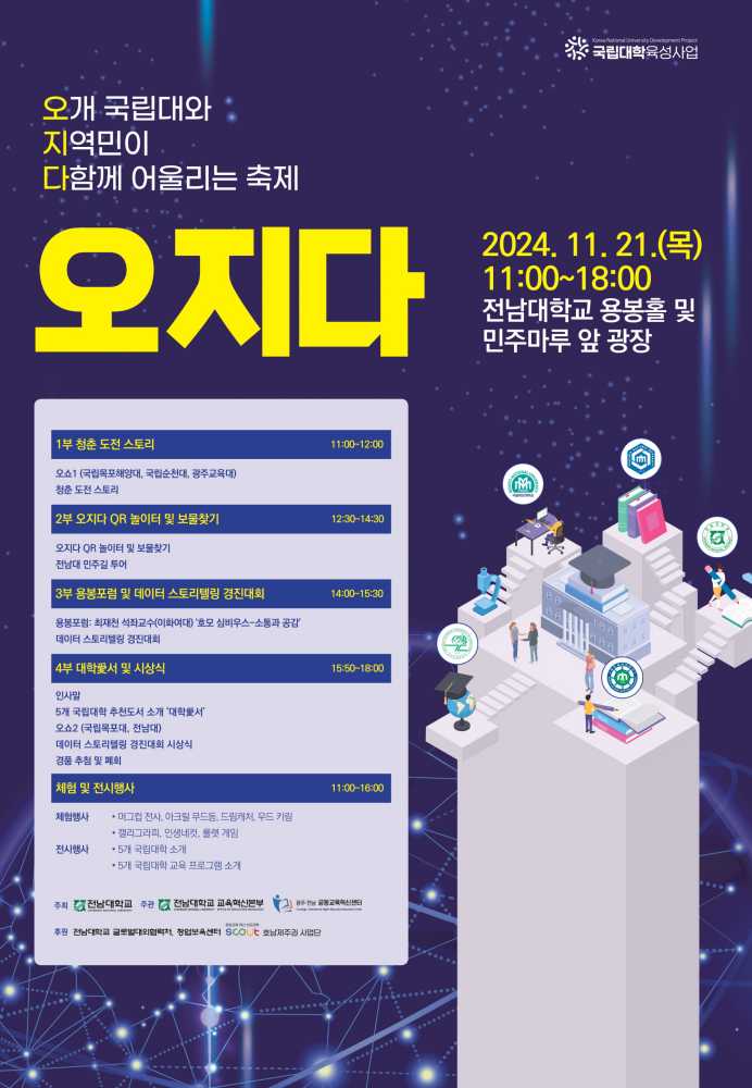 ▲전남대 등 5개 국립대 연합축제 오지다 열린다(포스터) ⓒ전남대