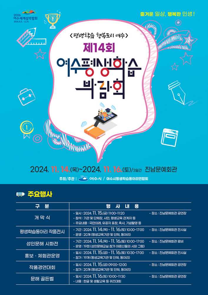 ▲제14회 여수 평생학습박람회홍보 포스터 ⓒ여수시