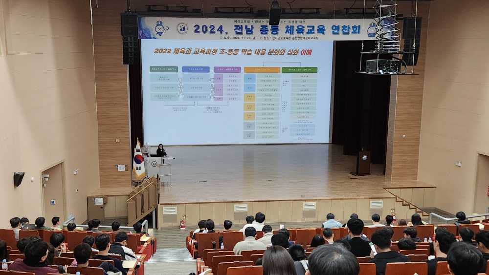 ▲ 공주대학교 김원정 교수가 2022개정교육과정을 강의하고 있다.ⓒ전라남도교육청