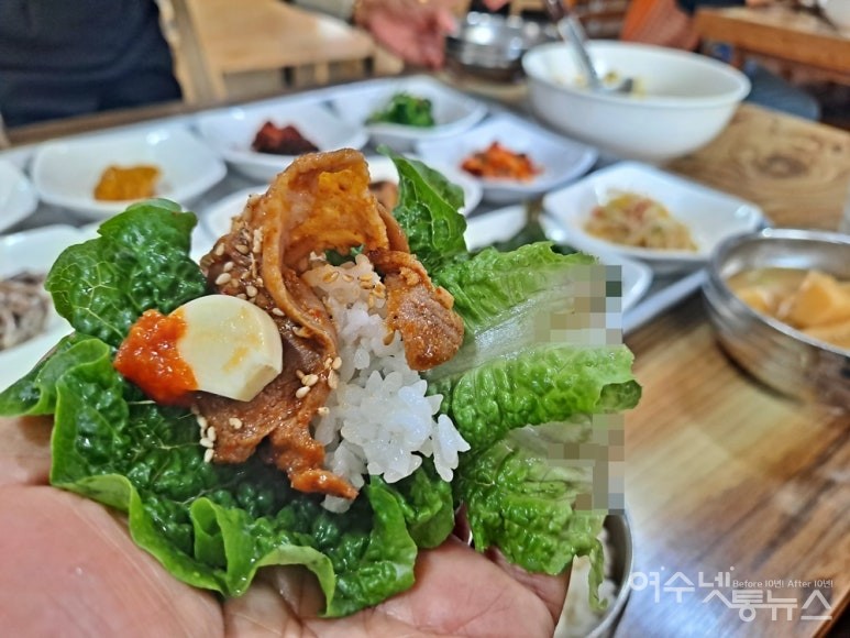 ▲ 문수동에서 제일 착한 정가네 식당의 제육 상추쌈이다. ⓒ조찬현