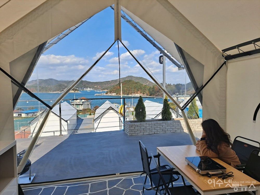 ▲ 비토애 럭셔리 글램핑 여수돌산점, 오션뷰가 아름답다. ⓒ조찬현