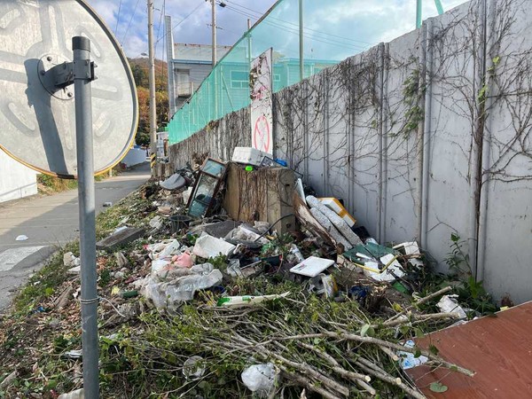 ▲ 여수시 문수동, 아파트 재건축지 인근 공한지에 꽃밭 조성.ⓒ여수시