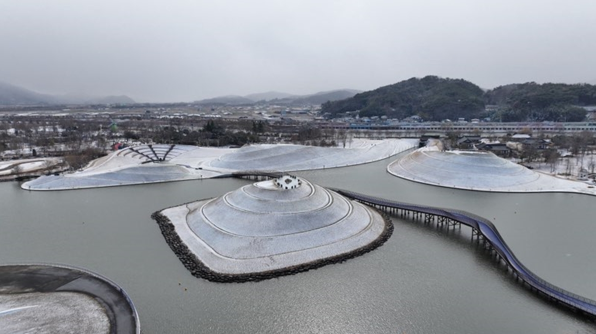 ▲ 눈이 내린 순천만국가정원 ⓒ순천시