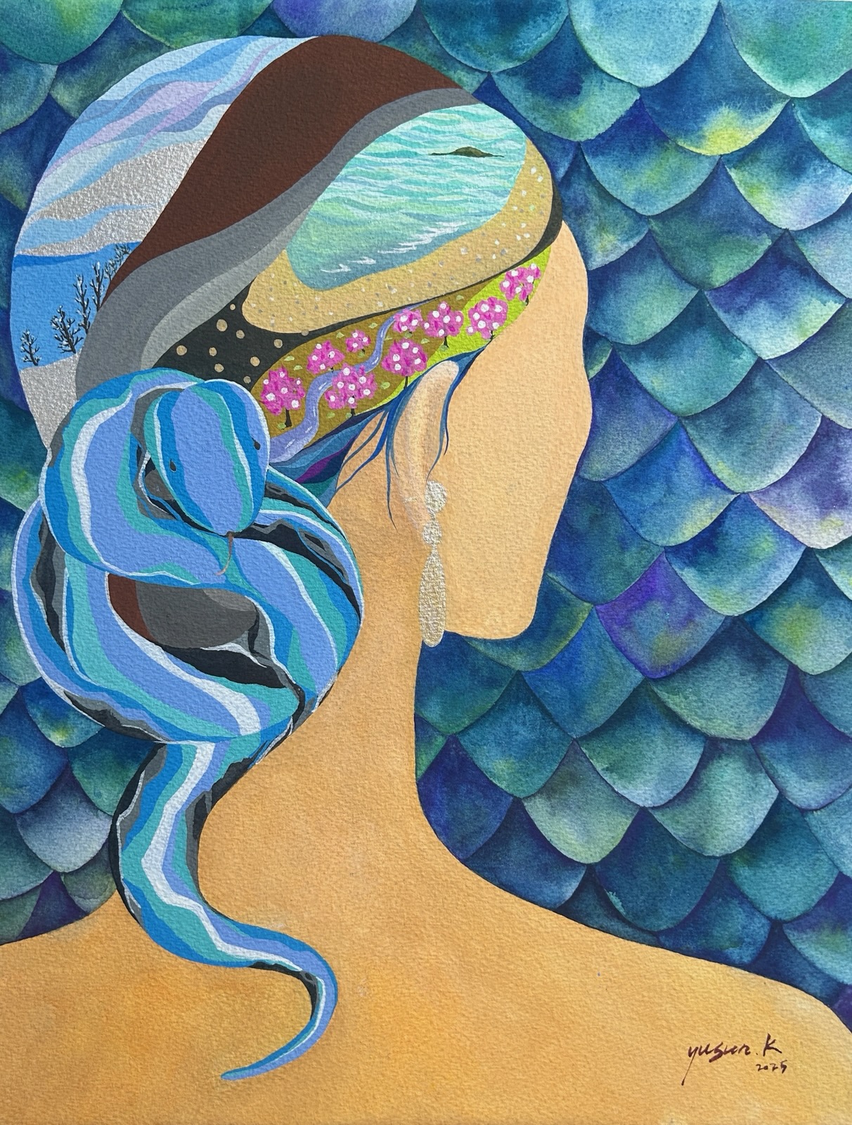 ▲유순_Season_乙巳 여인_40.9×31.8㎝_종이에 과슈 ⓒ여수미술관