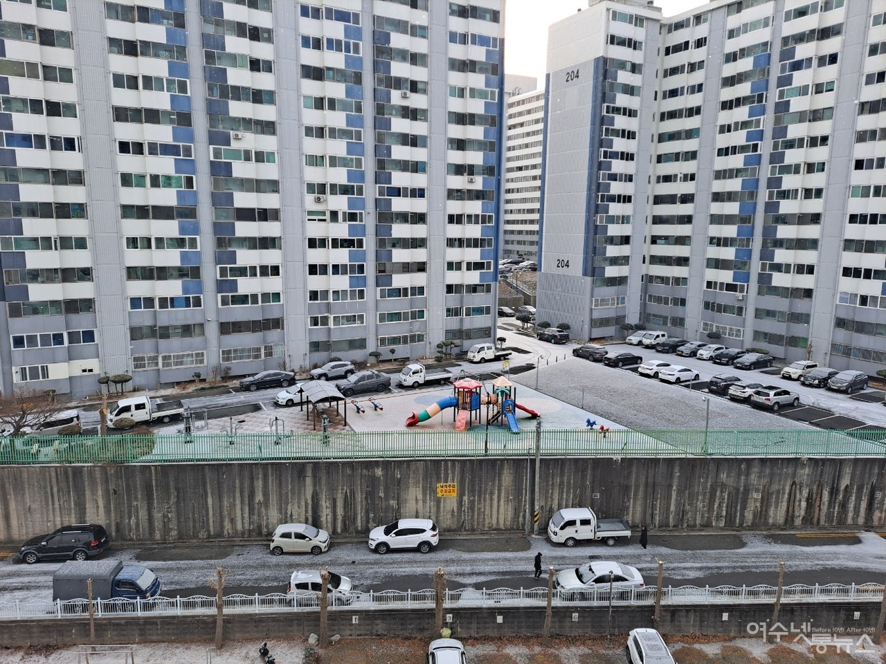 ▲여수에 눈이 내리고 있다. ⓒ조찬현