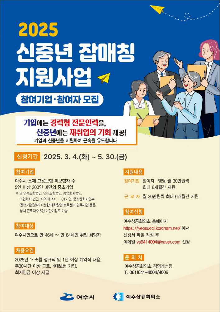 ▲2025년 신중년 잡매칭 지원사업 포스터 ⓒ여수상공회의소