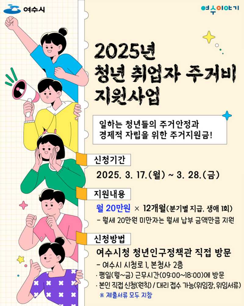 ▲‘청년 취업자 주거비 지원사업' 포스터 ⓒ여수시