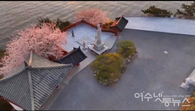 ▲여수시 용월사에 벚꽃이 활짝 피었다. ⓒ정종현