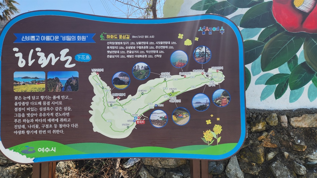 ▲하화도 둘레길마을 입구에 둘레길 지도가 있으니 참고 하시길 ⓒ김용자