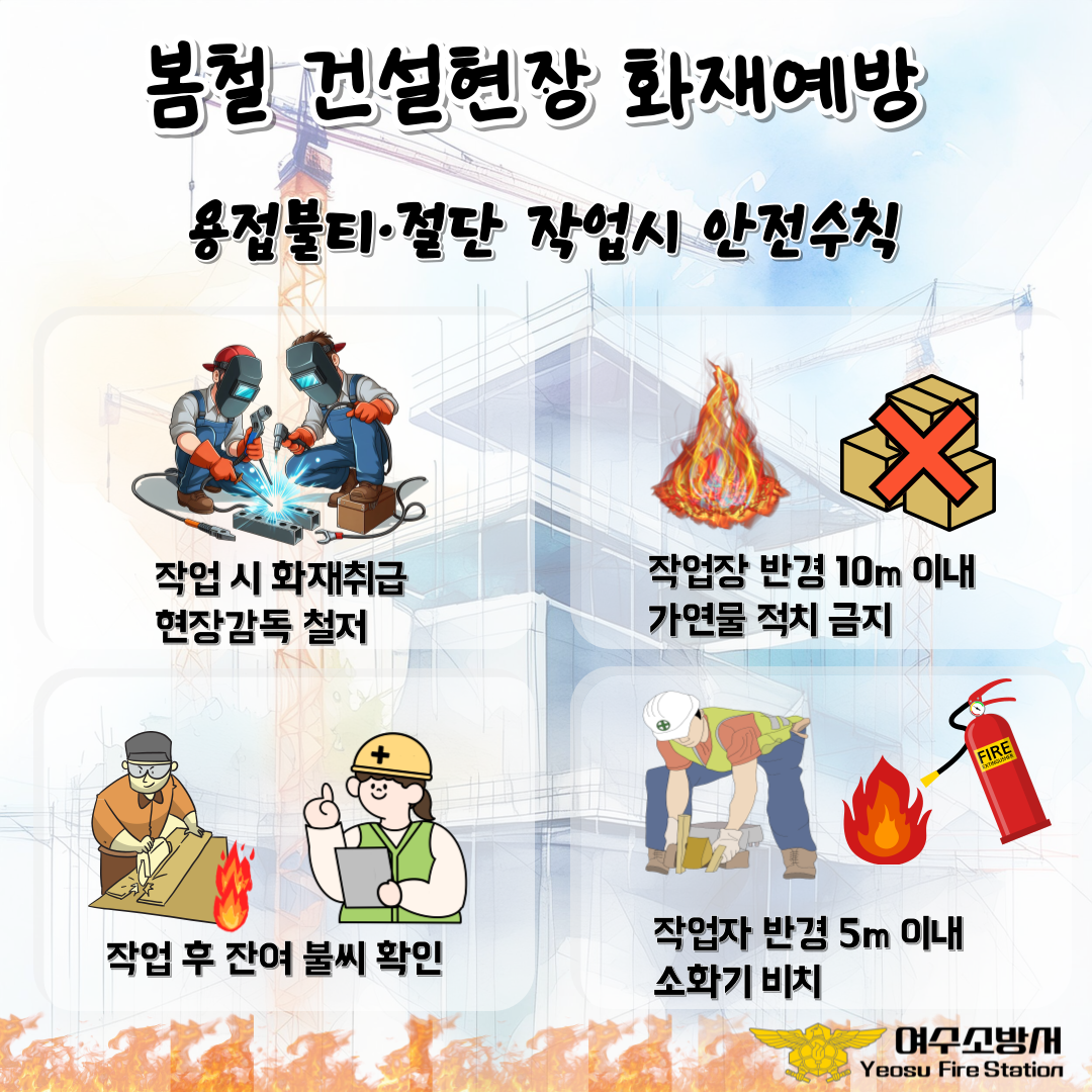 ▲건설현장 화재안전수칙 ⓒ여수소방서