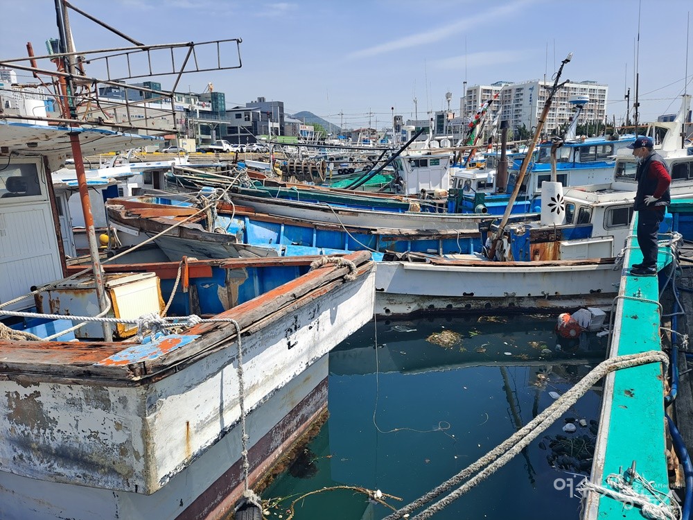 ▲ 국가 어항인 여수 국동항에 수년째 방치된 폐선이 곳곳에 보인다. ⓒ조찬현