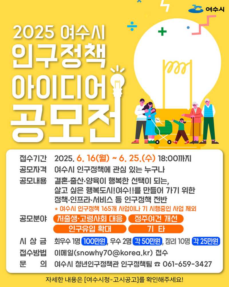 ▲인구감소 아이디어 공모전 포스터 ⓒ여수시