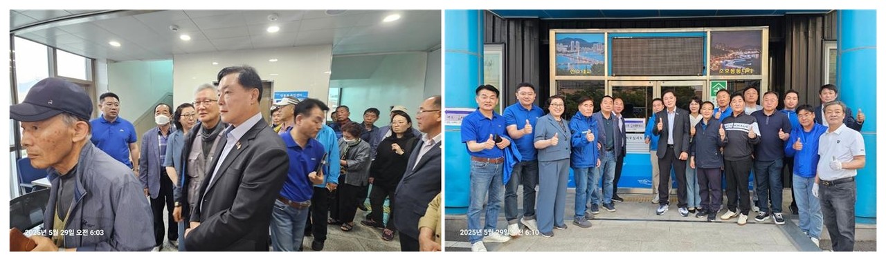 ▲29일 오전 6시 10경 조계원 국회의원이 쌍봉동 사전투표장에서 투표를 마쳤다.  ⓒ조계원 의원 