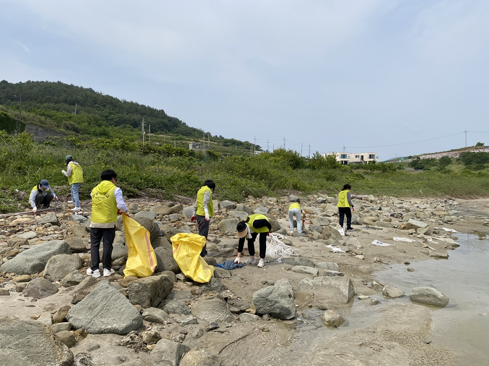 ▲ ▲ 환경정화활동을 펼치고 있는 봉사동아리 회원들 ⓒ 한영대학교 사회복지학과
