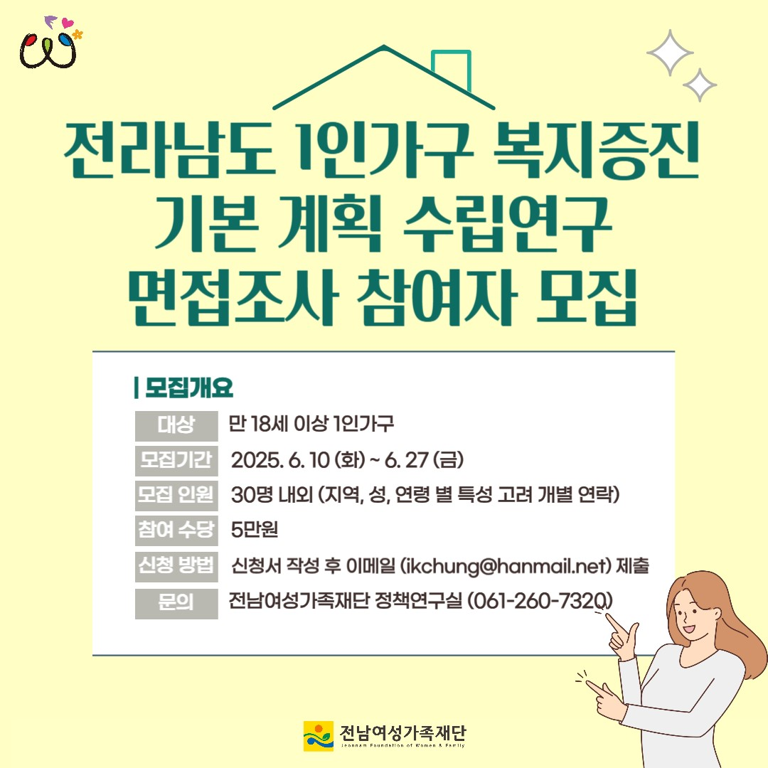 ▲「전라남도 1인가구 복지증진 기본계획 수립」 ⓒ(재)전남여성가족재단