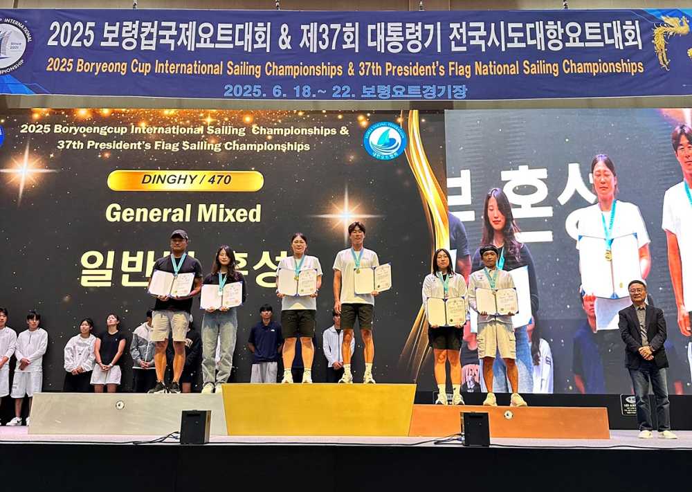 ▲혼성 2인승 470급에서 금메달을 차지한 김창주·이경진 선수ⓒ여수시