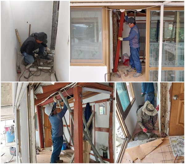 ▲ 장애인 가정 내 리모델링이 진행중인 모습 ⓒ 여수시장애인종합복지관 