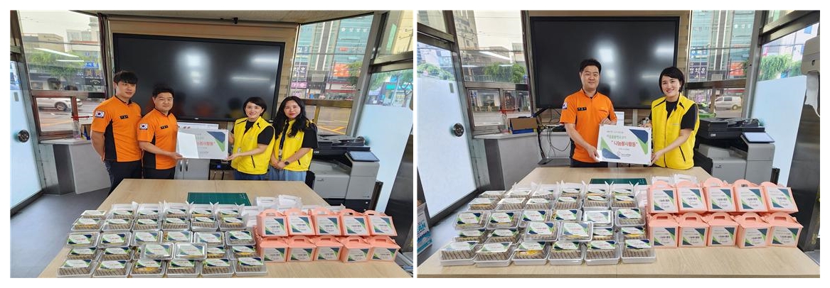 ▲ 정성껏 만든 샌드위치와 전통 간식 오란다를 여수소방서에 전달하며, 지역사회를 위한 따뜻한 나눔을 실천했다고 밝혔다. ⓒ여수시 가족+센터