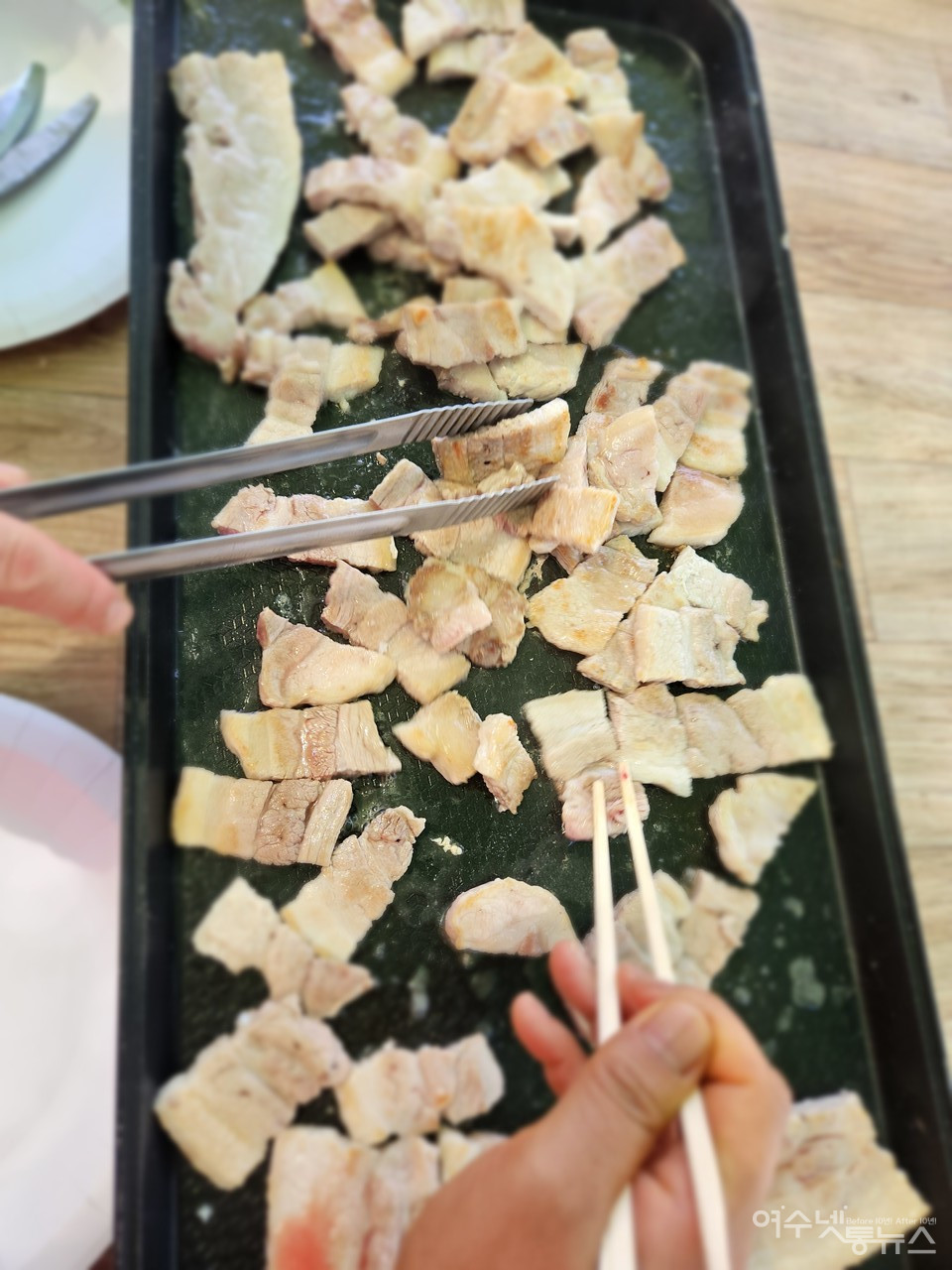 ▲ 맛있는 삼겹살이 지글지글 익어가고 있다 ⓒ최은서