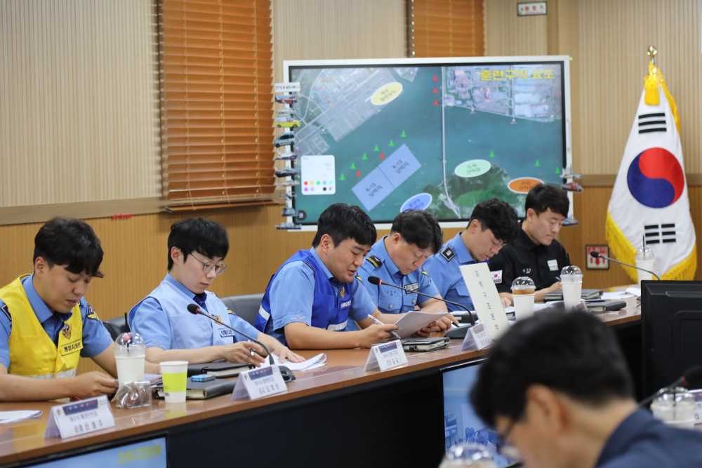 ▲ 태풍 내습 대비 ‘수난대비기본훈련’ 훈련을 진행중 ⓒ해양경찰서