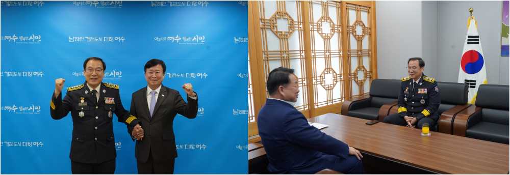 ▲ 여수시 주요 기관들을 방문해 인사를 나누고 협조를 당부했다.  ⓒ여수소방서