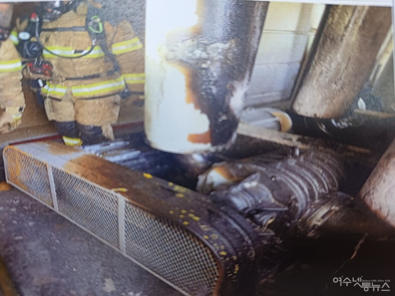 ▲ 여수산단 내 ㈜컴엔텍 여수공장서 5일 오전 화재가 발생했다.ⓒ여수소방서