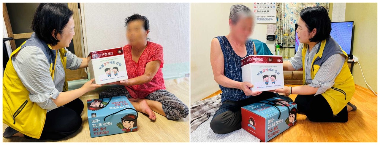 ▲어르신 20가구에 여름 김치(120kg)를 지원하는 뜻깊은 활동을 펼쳤다.ⓒ동여수노인복지관분관