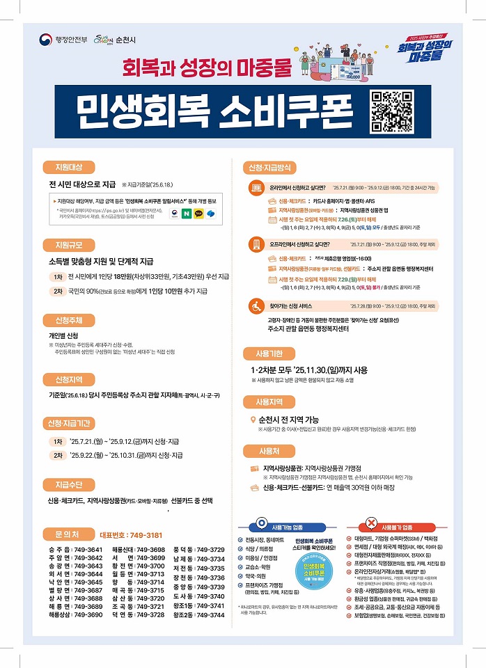 ▲순천시, ‘민생회복 소비쿠폰’ 포스터 ⓒ순천시