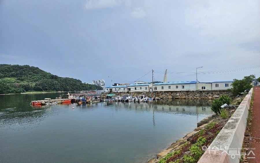 ▲ 여수 가막만 바다 홍합작업장 전경이다. ⓒ한창진