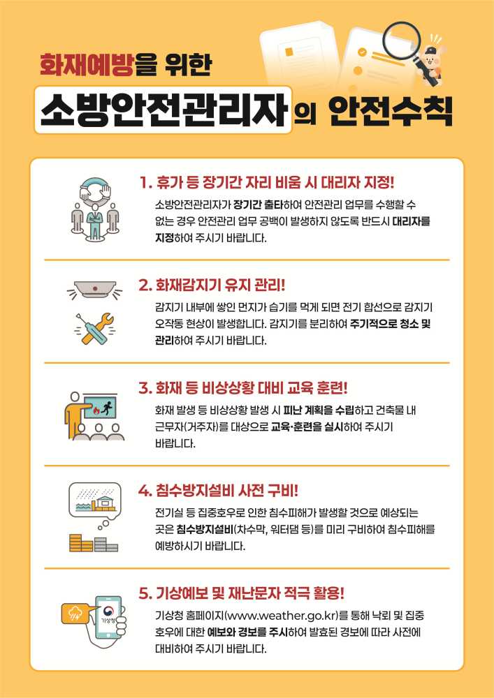 ▲안전관리자 안전수칙 ⓒ전남 여수소방서
